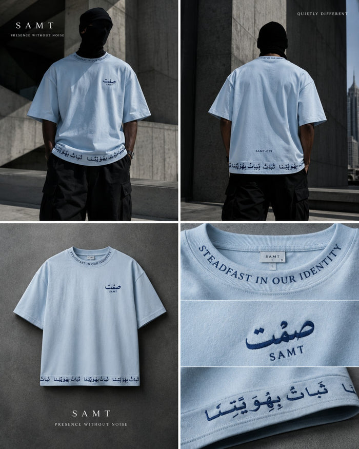 SAMT /029 — Ice Blue Oversized Tee